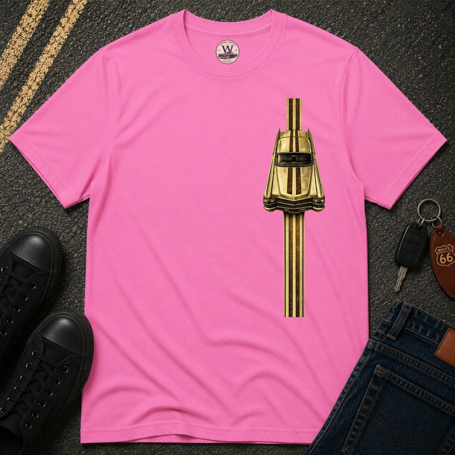 Gold Racer Stripe – Vintage Car Tee