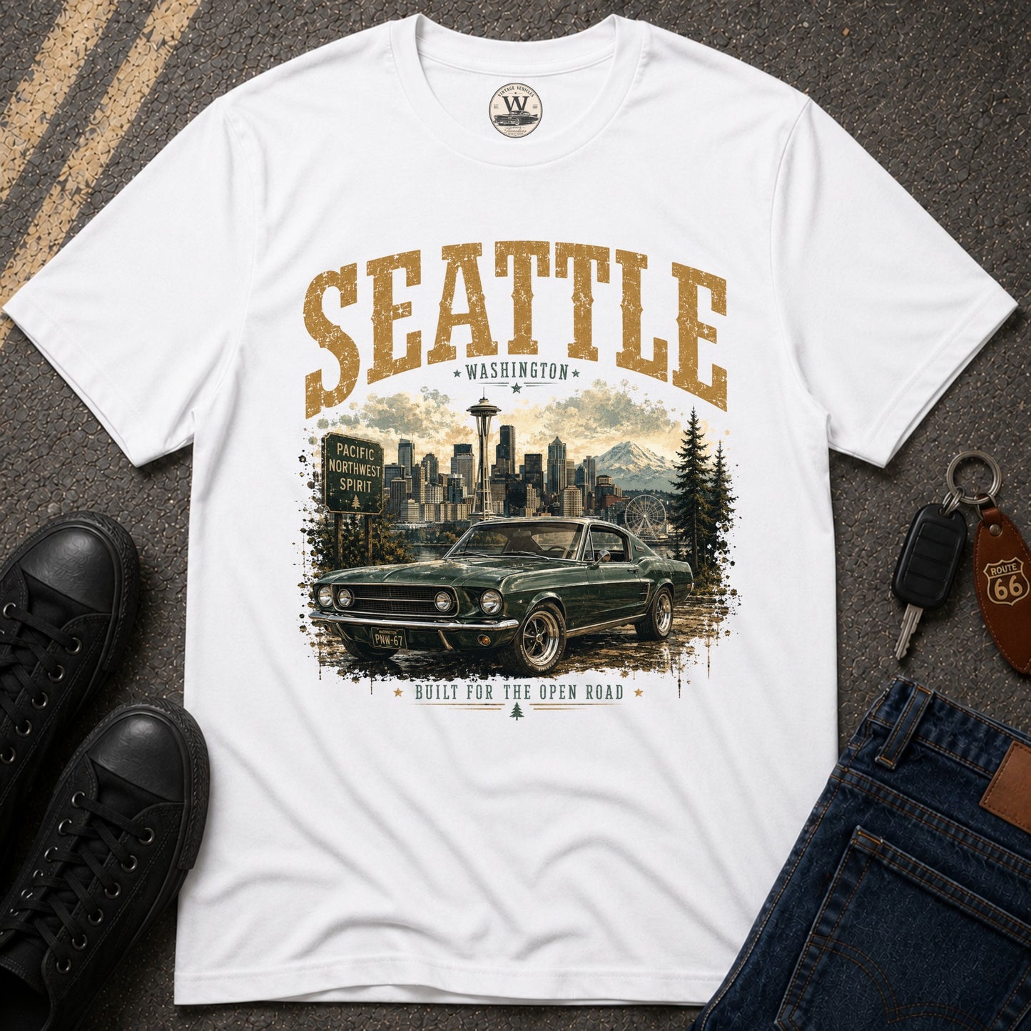 Seattle Vintage Car T-Shirt