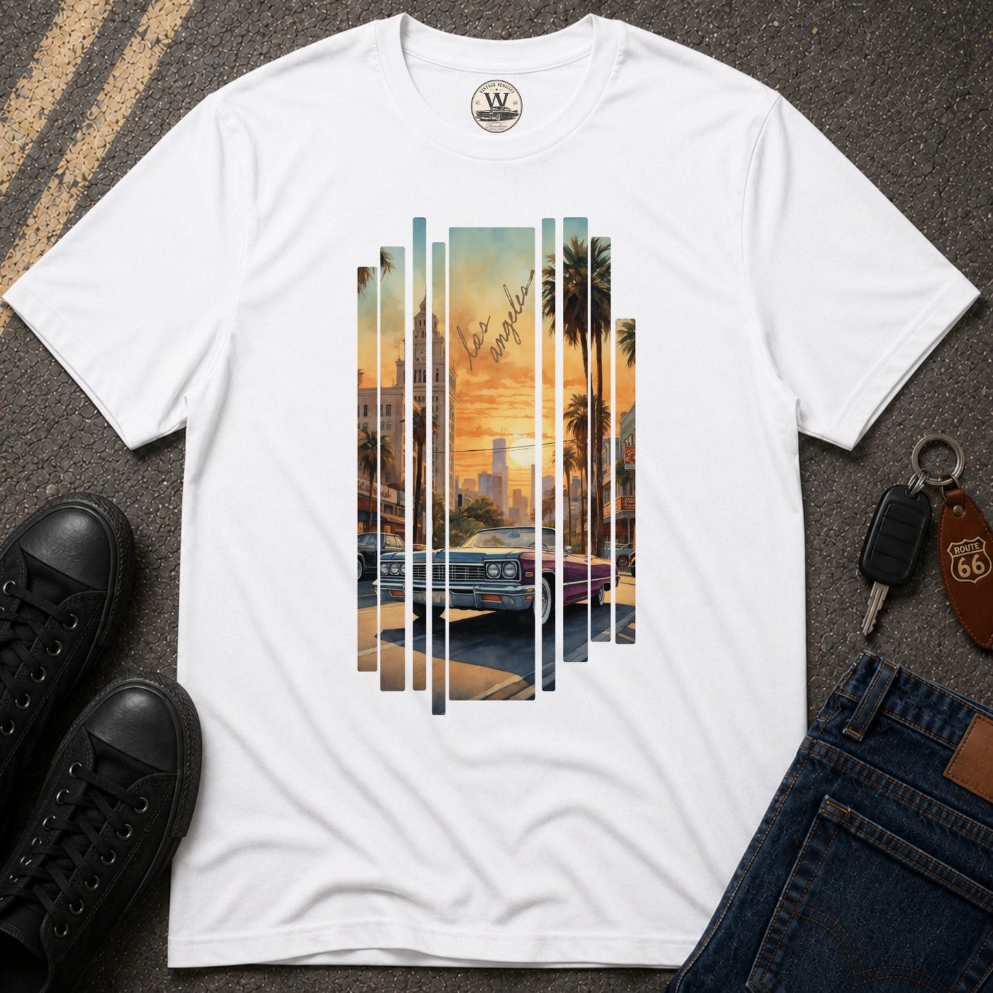 LA Sunset Vintage Car Tee