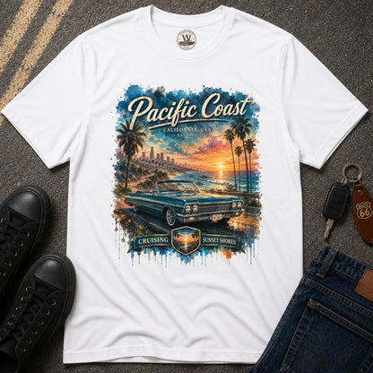 Pacific Coast Classic Car Sunset Tee