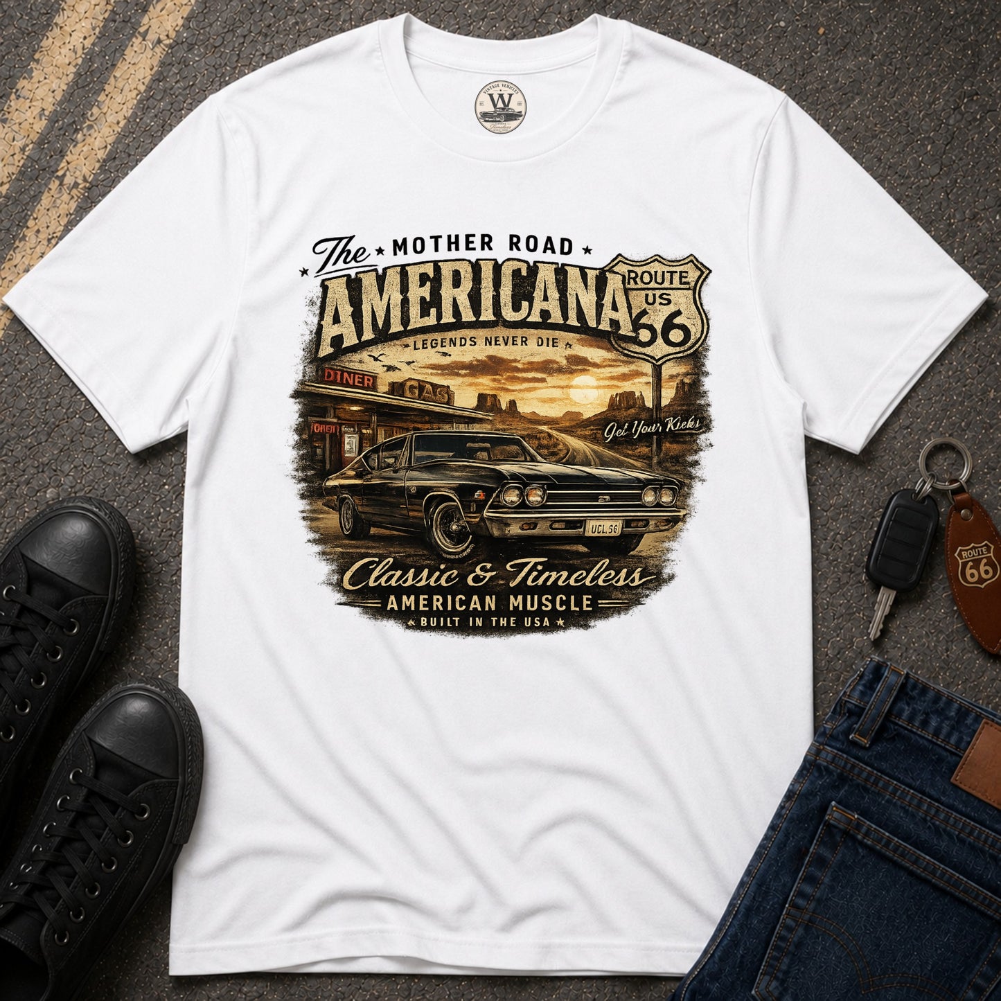 Mother Road Route 66 – Vintage Americana Tee