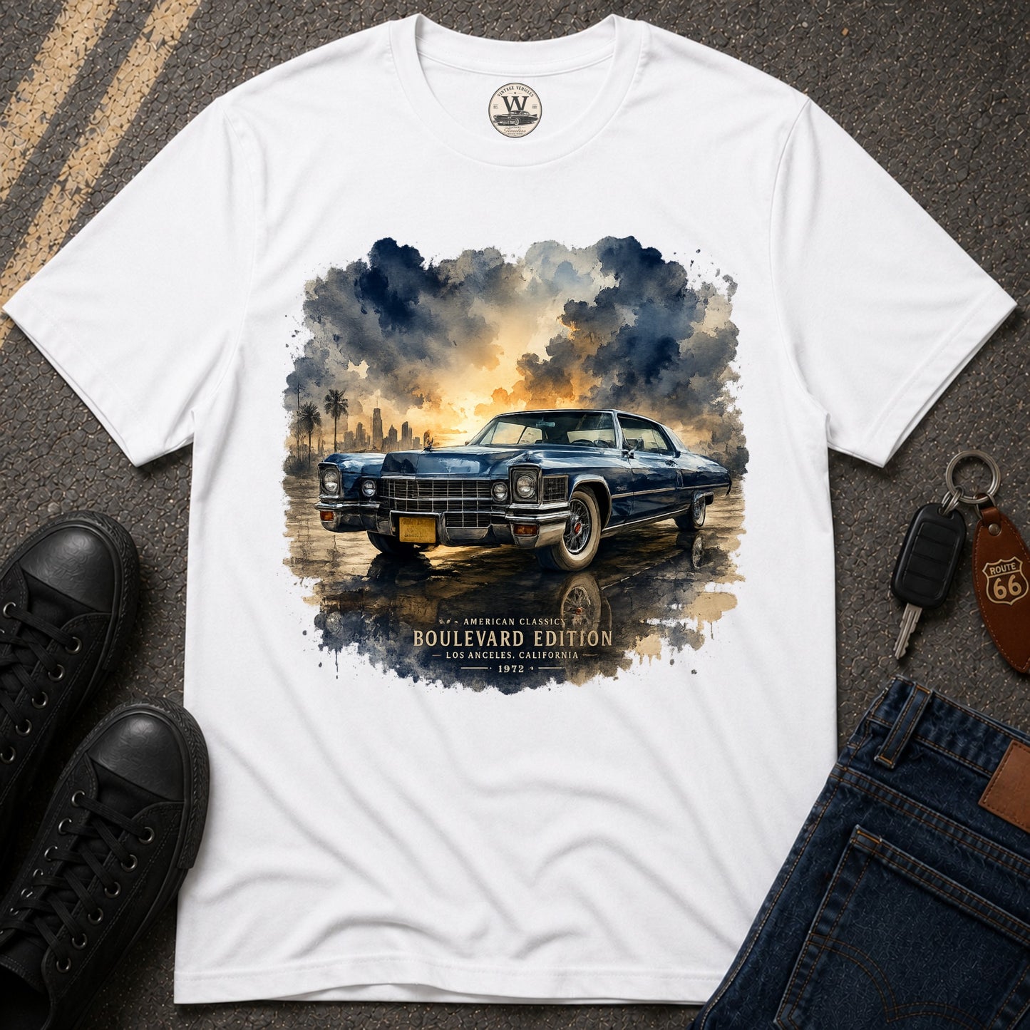 Blue Chrome Cruiser – Retro Tee