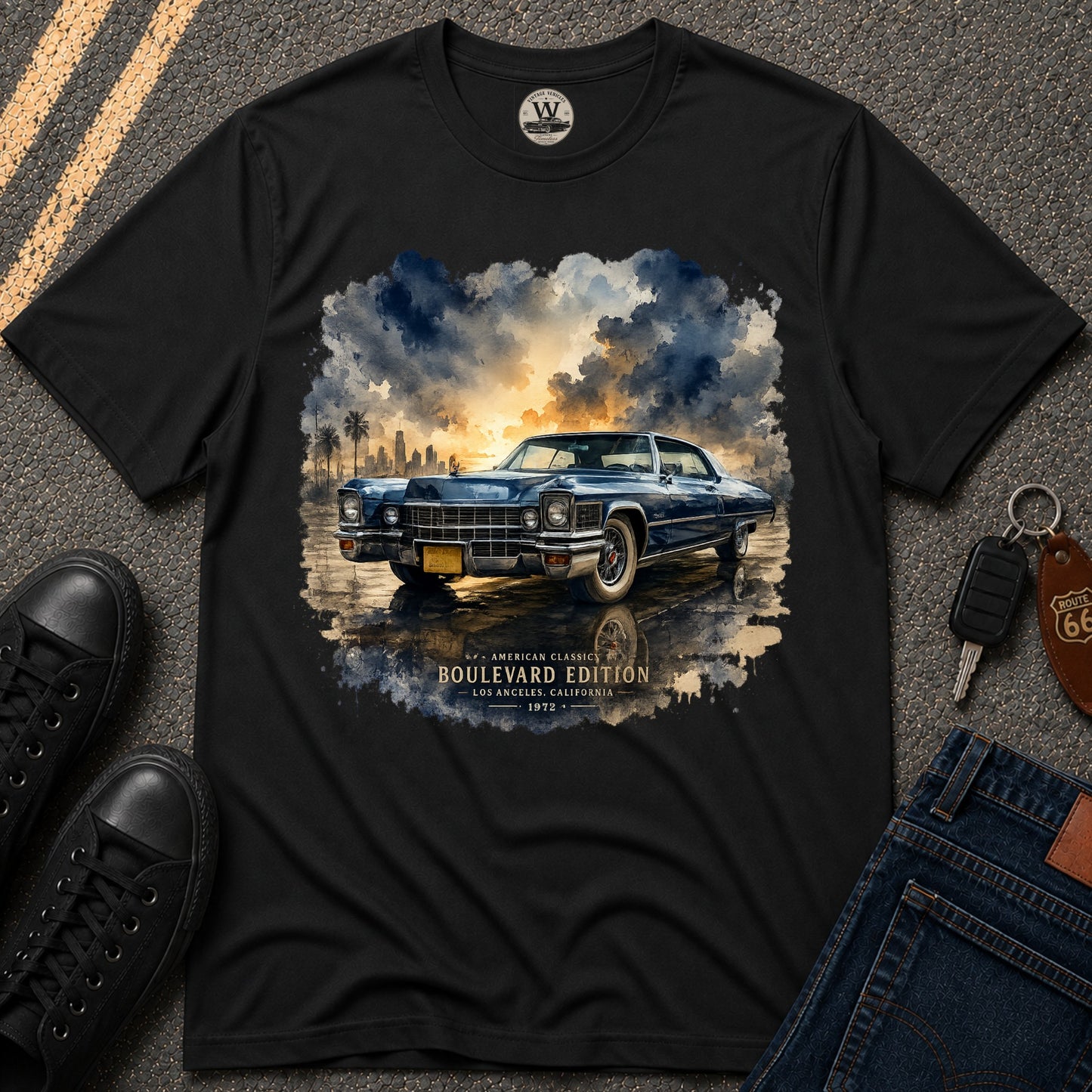 Blue Chrome Cruiser – Retro Tee