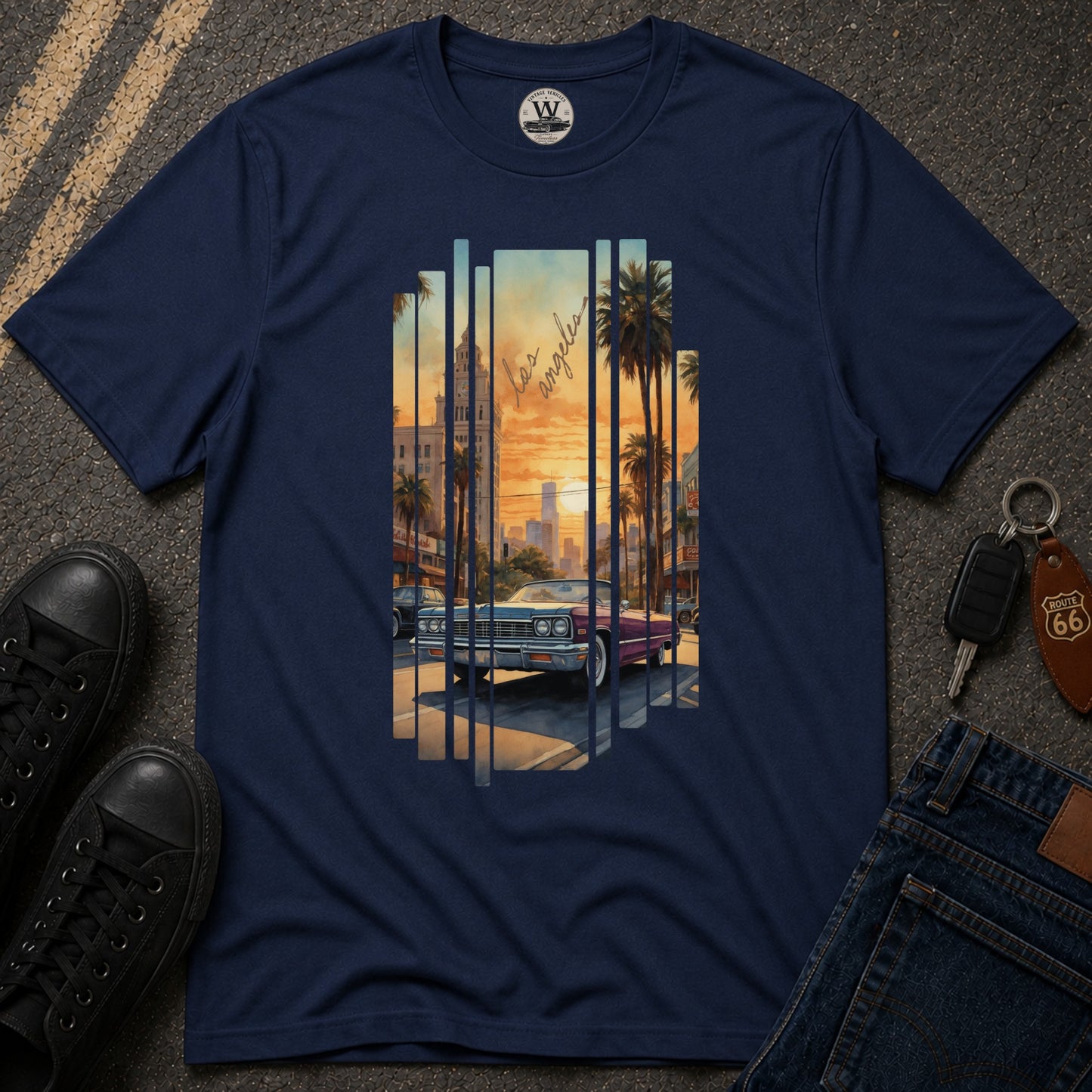 LA Sunset Vintage Car Tee