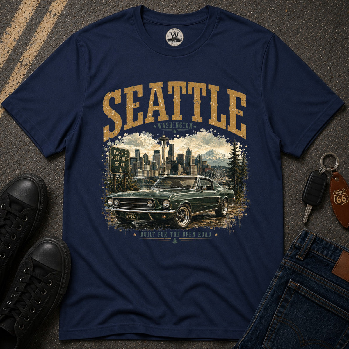 Seattle Vintage Car T-Shirt