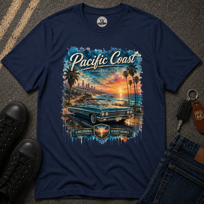 Pacific Coast Classic Car Sunset Tee