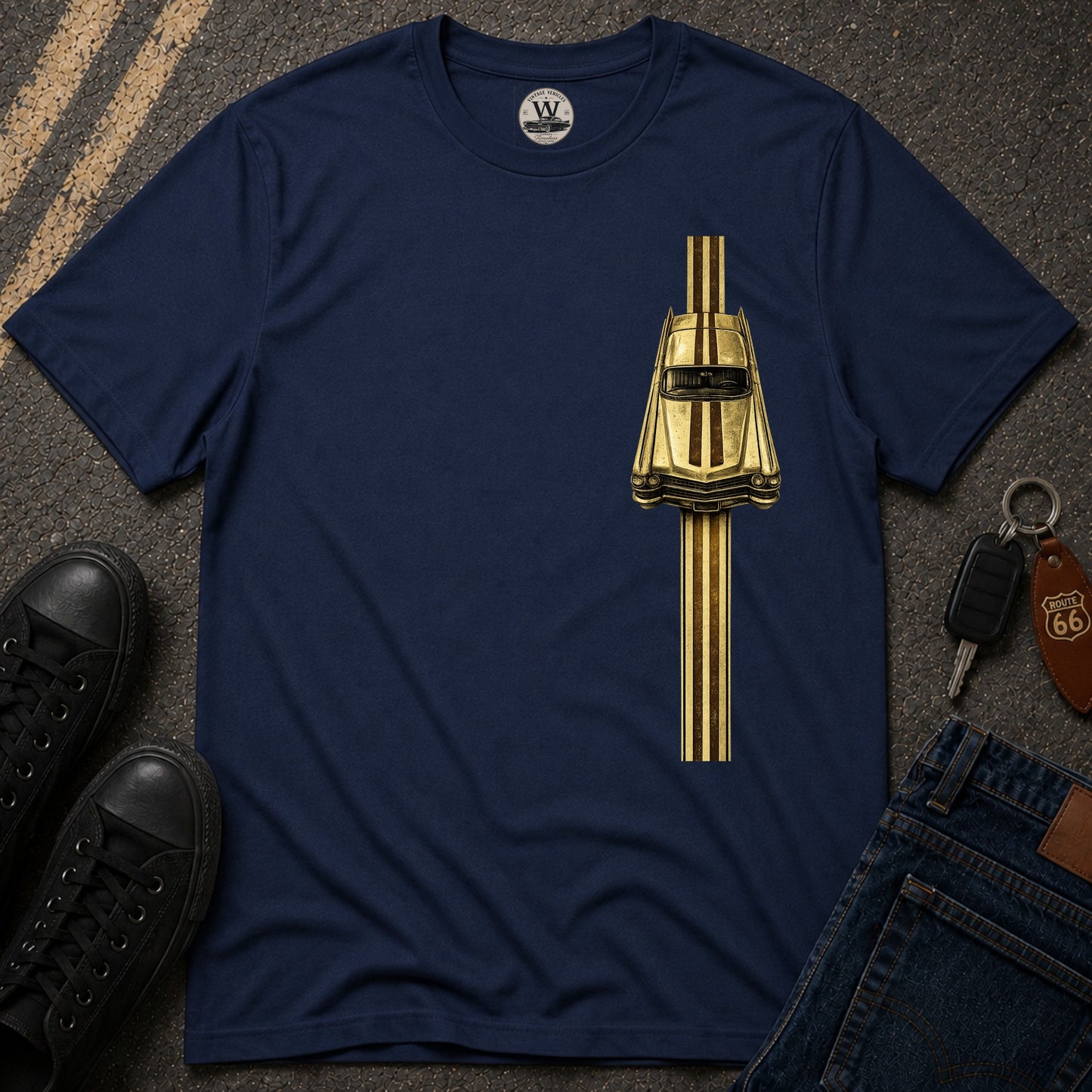Gold Racer Stripe – Vintage Car Tee