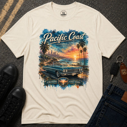 Pacific Coast Classic Car Sunset Tee