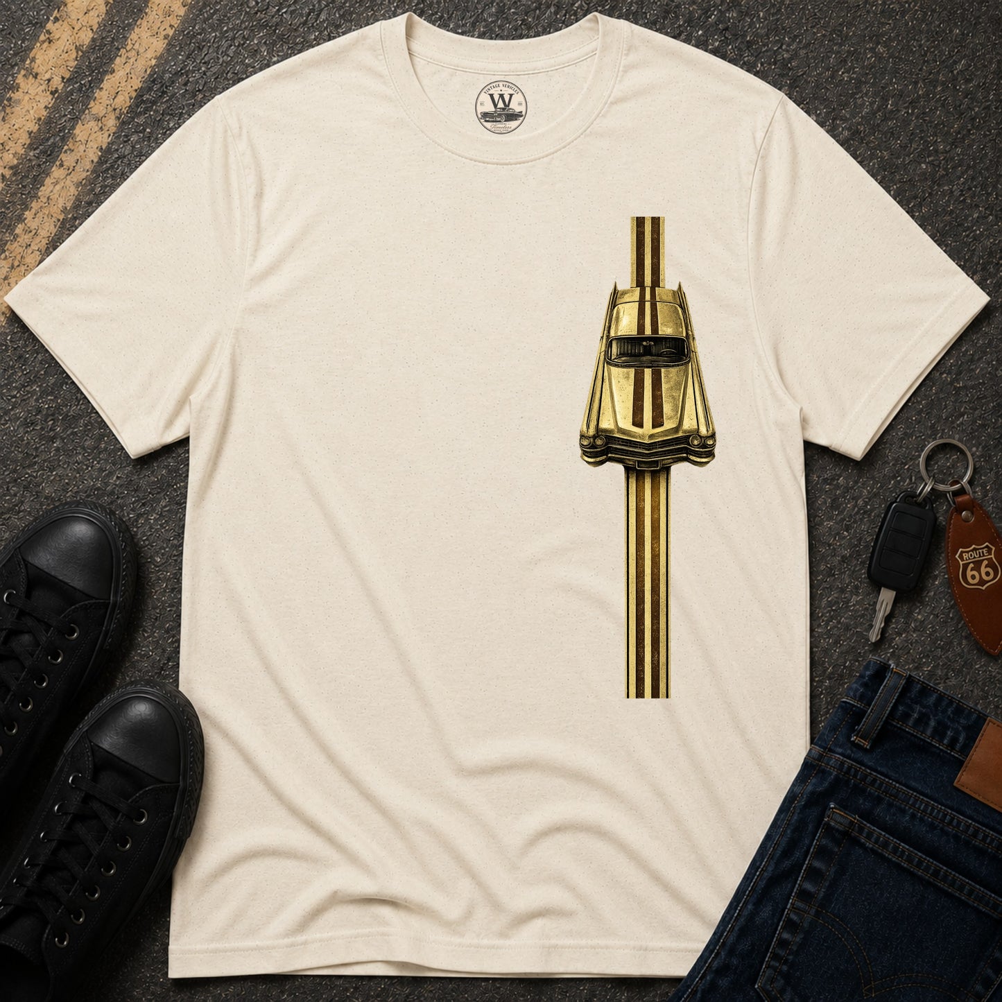 Gold Racer Stripe – Vintage Car Tee