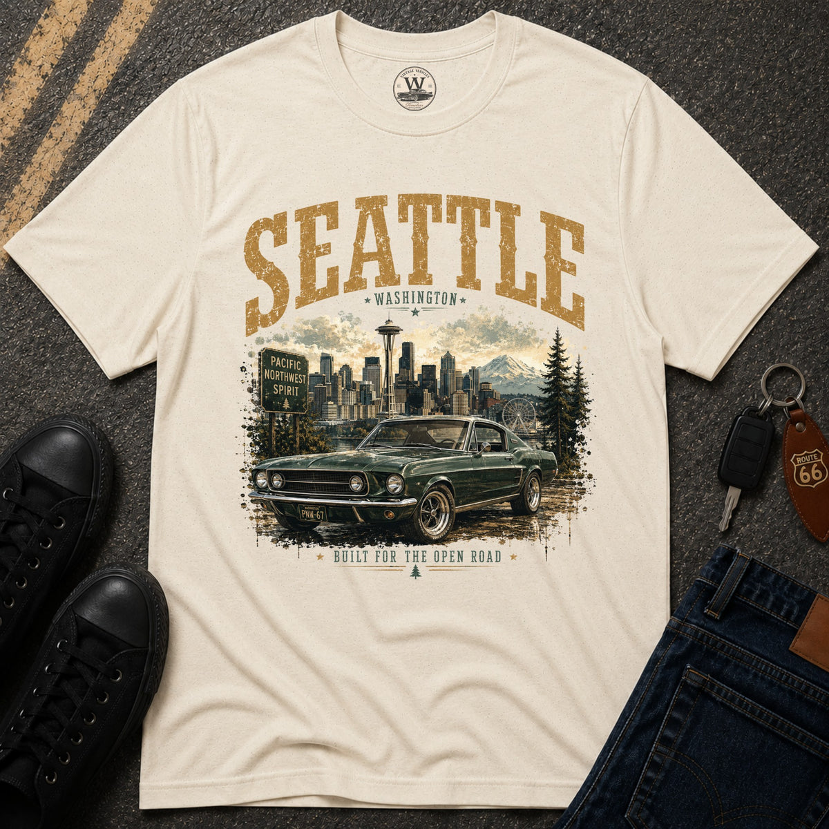 Seattle Vintage Car T-Shirt