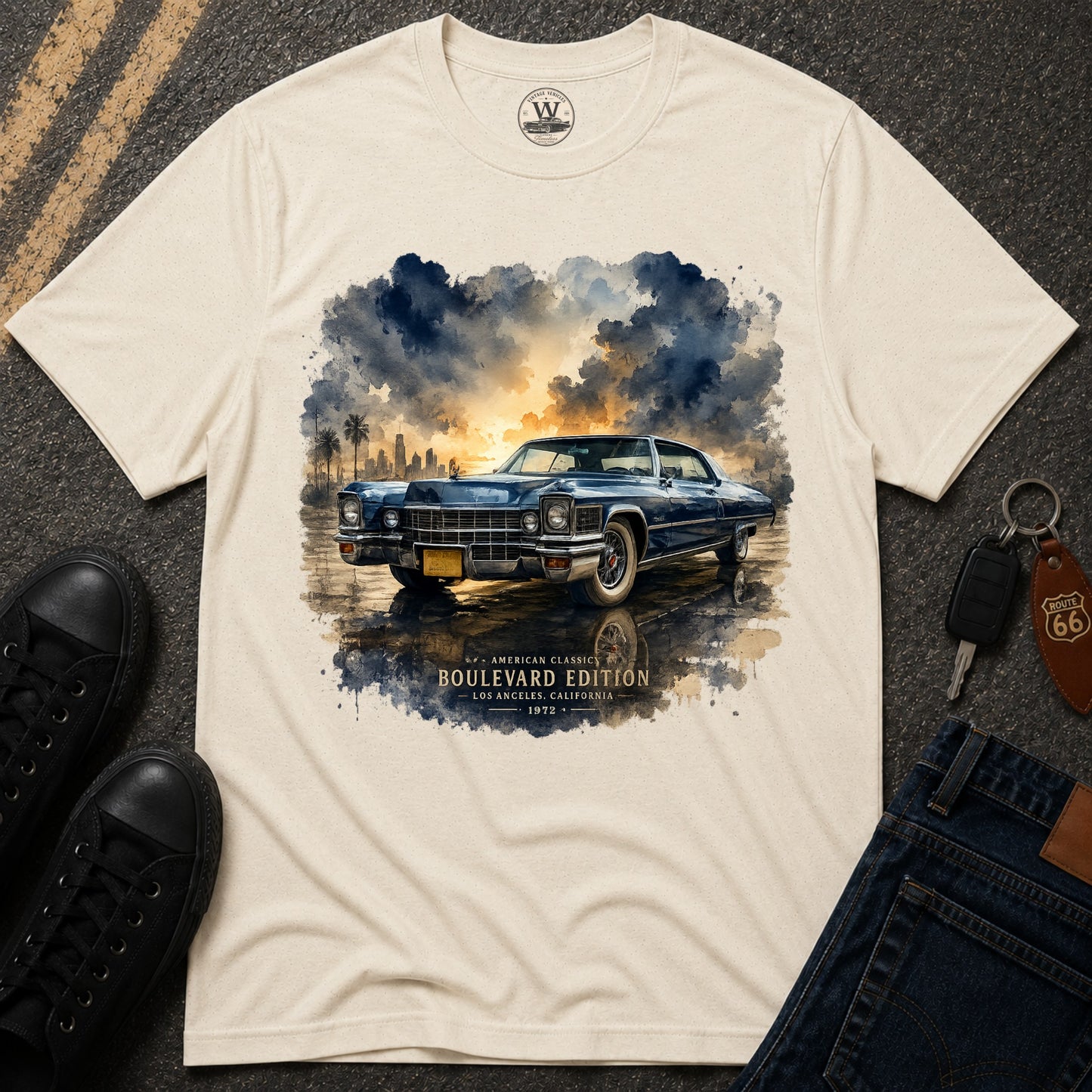 Blue Chrome Cruiser – Retro Tee