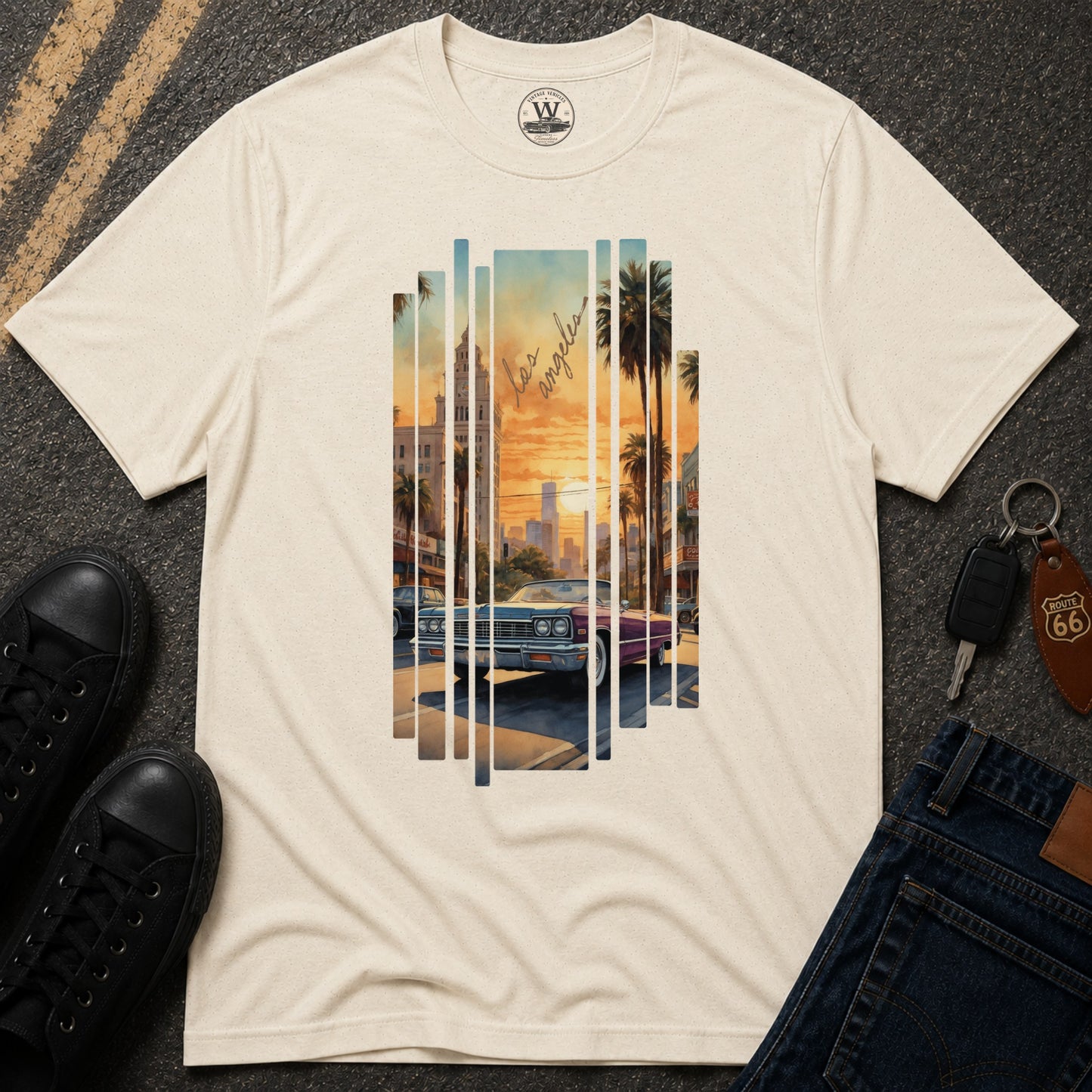 LA Sunset Vintage Car Tee