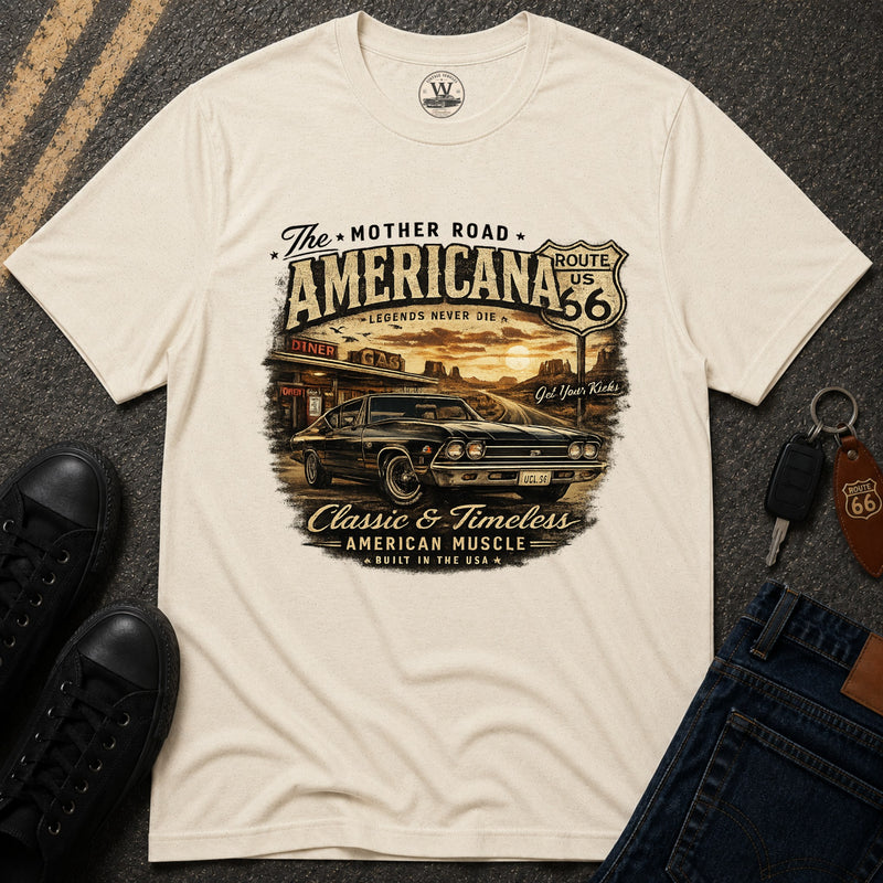 Mother Road Route 66 – Vintage Americana Tee