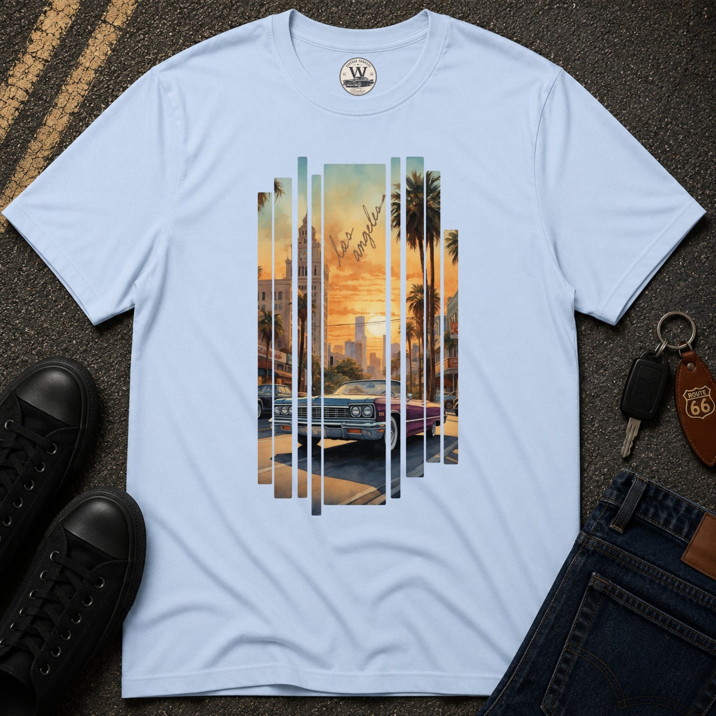 LA Sunset Vintage Car Tee