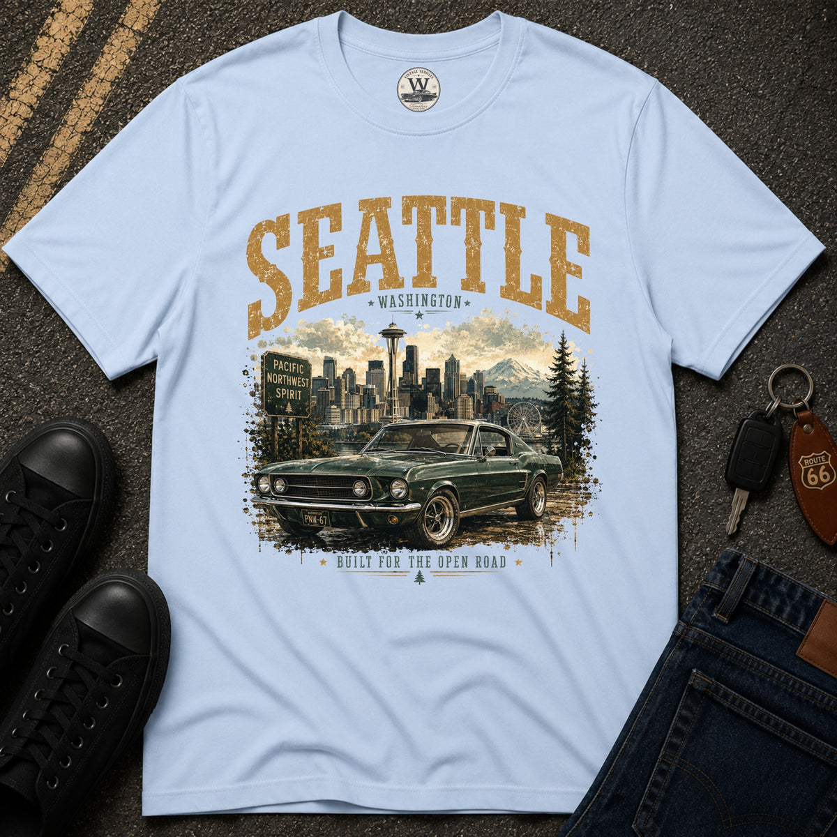 Seattle Vintage Car T-Shirt