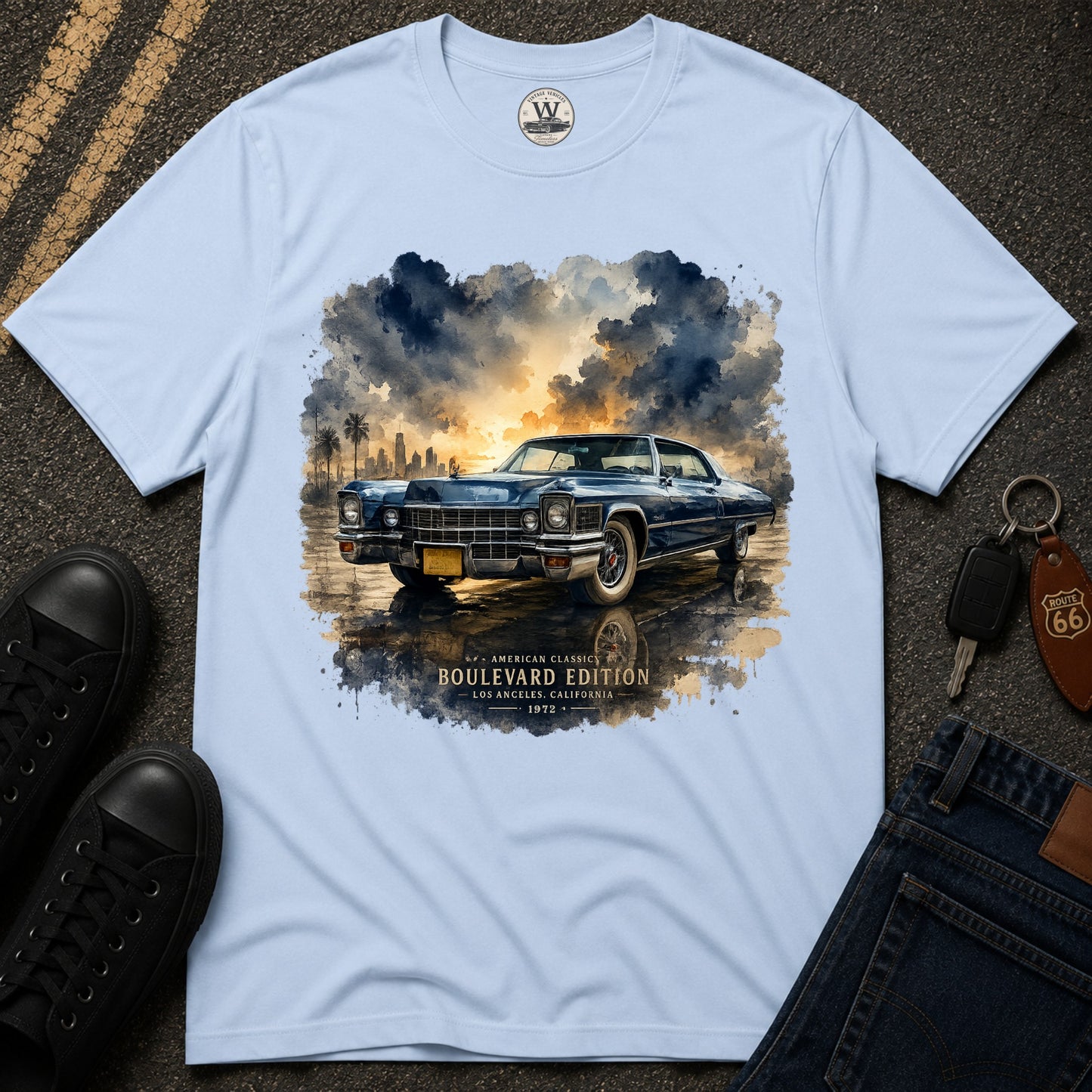 Blue Chrome Cruiser – Retro Tee