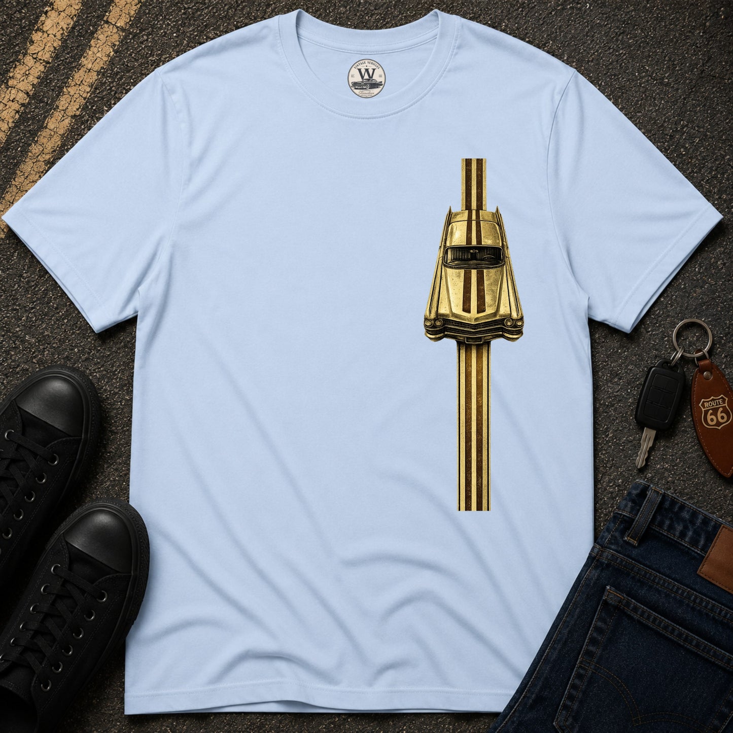 Gold Racer Stripe – Vintage Car Tee