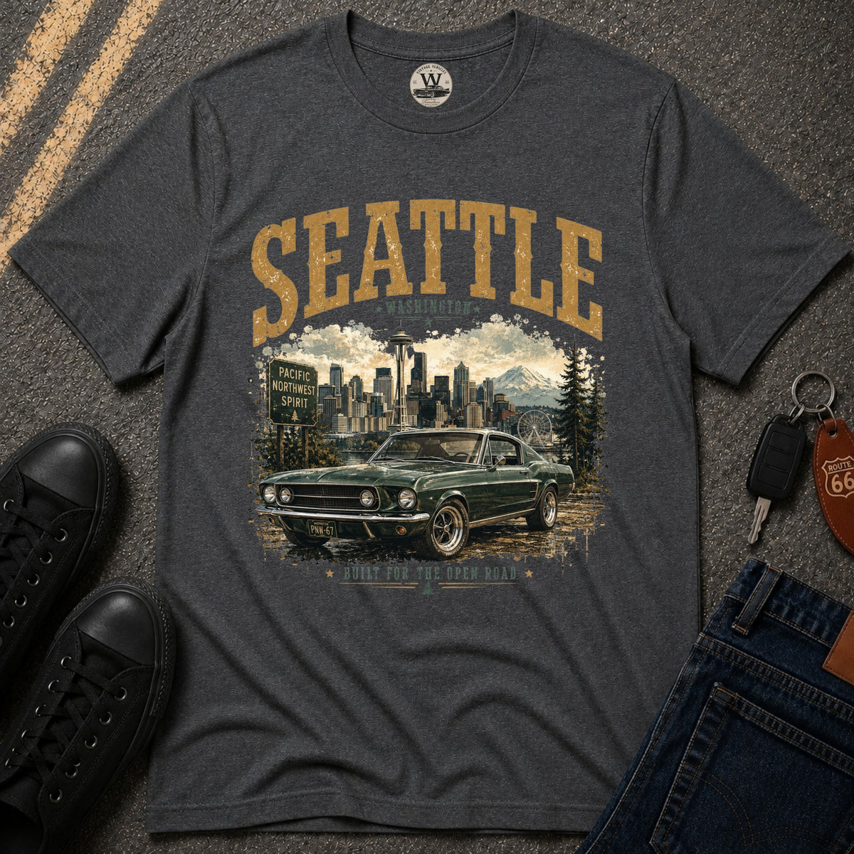 Seattle Vintage Car T-Shirt
