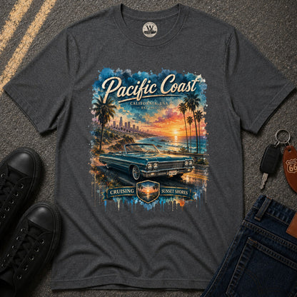 Pacific Coast Classic Car Sunset Tee