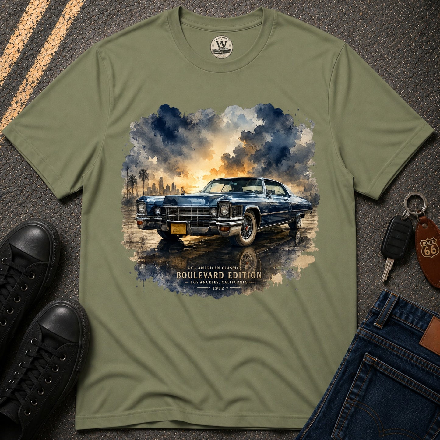Blue Chrome Cruiser – Retro Tee