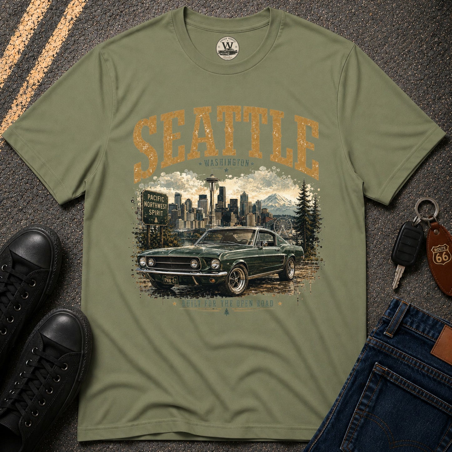 Seattle Vintage Car T-Shirt