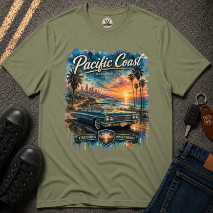 Pacific Coast Classic Car Sunset Tee