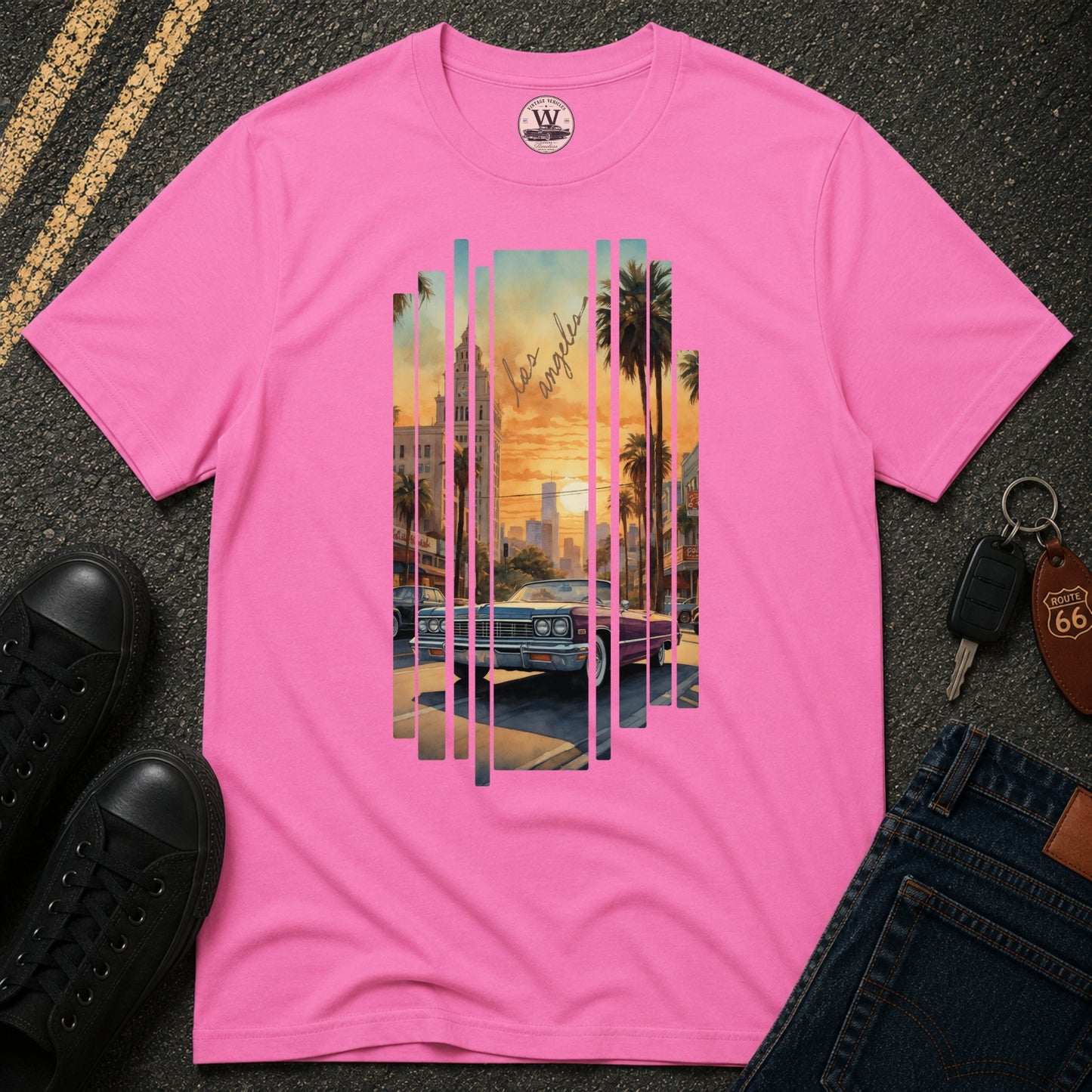 LA Sunset Vintage Car Tee