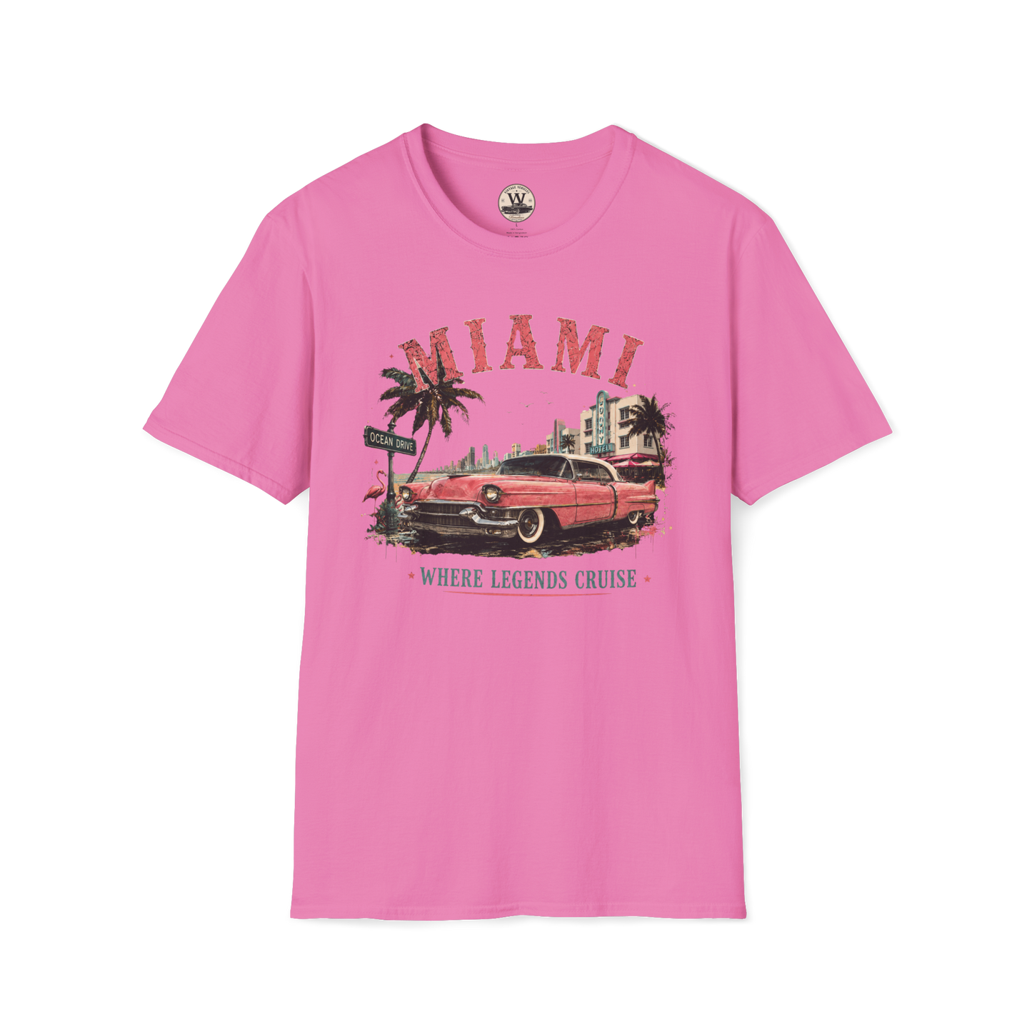 Miami Where Legends Cruise Vintage Car Tee