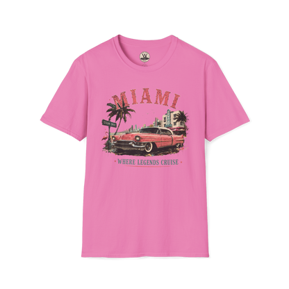 Miami Where Legends Cruise Vintage Car Tee