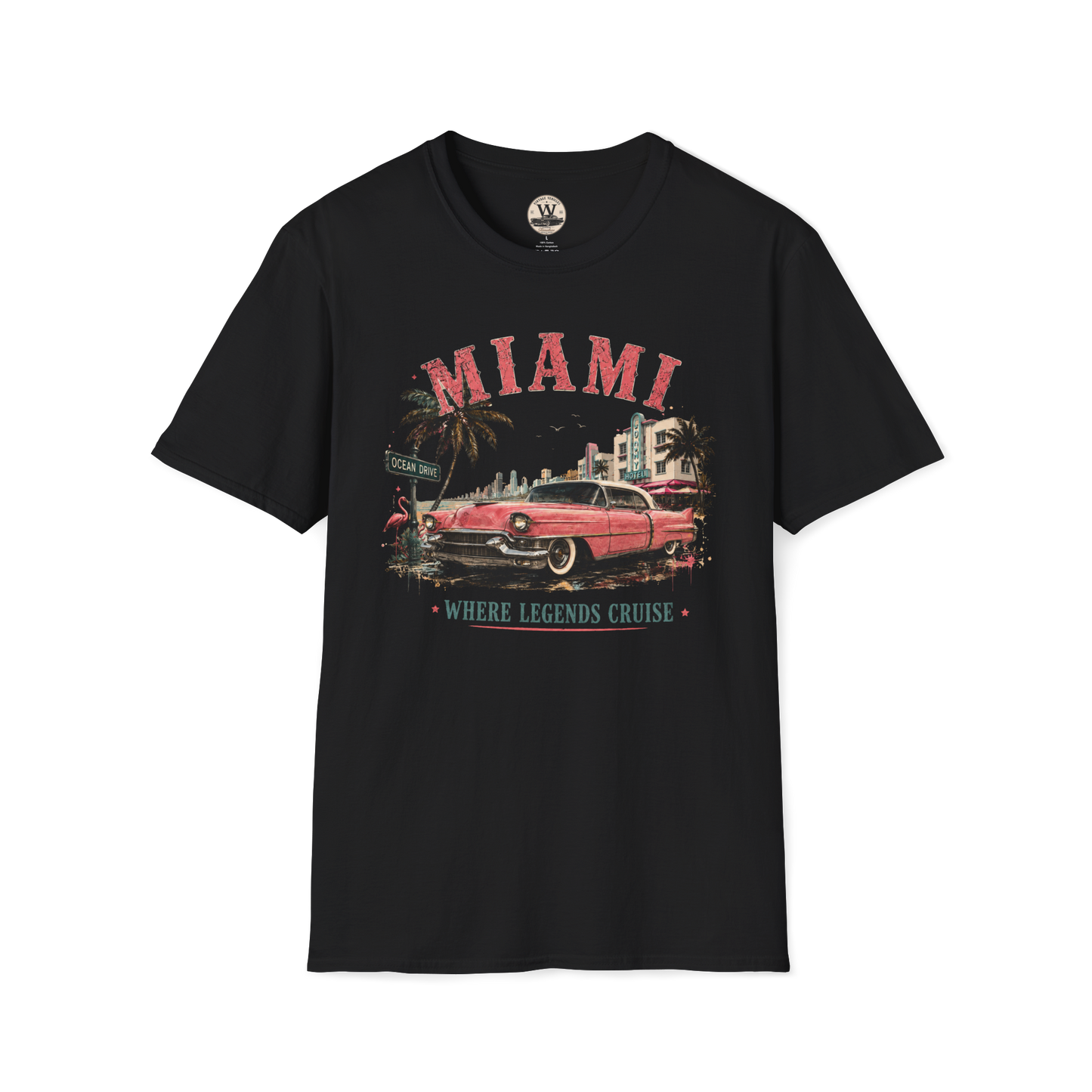 Miami Where Legends Cruise Vintage Car Tee