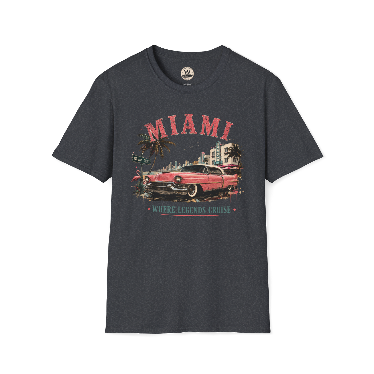 Miami Where Legends Cruise Vintage Car Tee