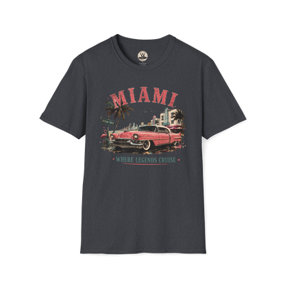 Miami Where Legends Cruise Vintage Car Tee