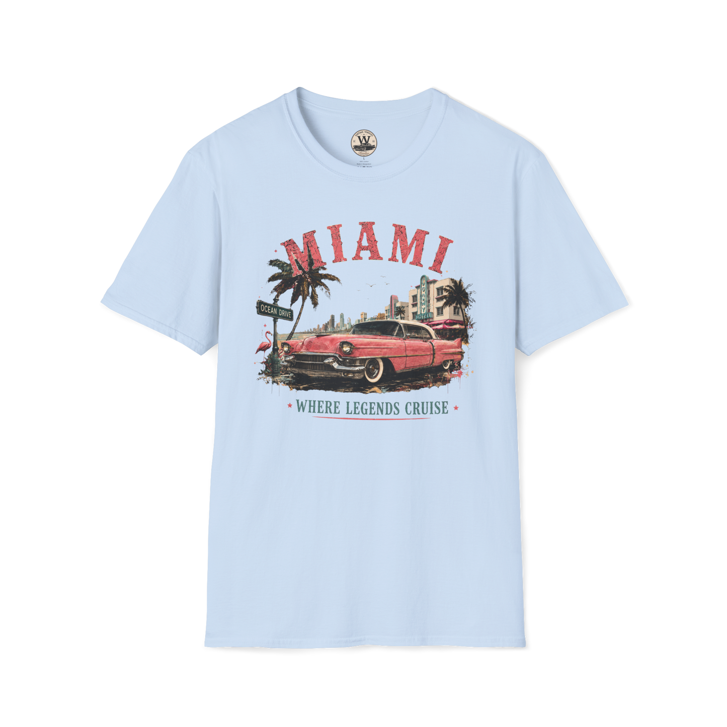 Miami Where Legends Cruise Vintage Car Tee