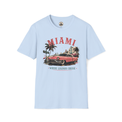 Miami Where Legends Cruise Vintage Car Tee