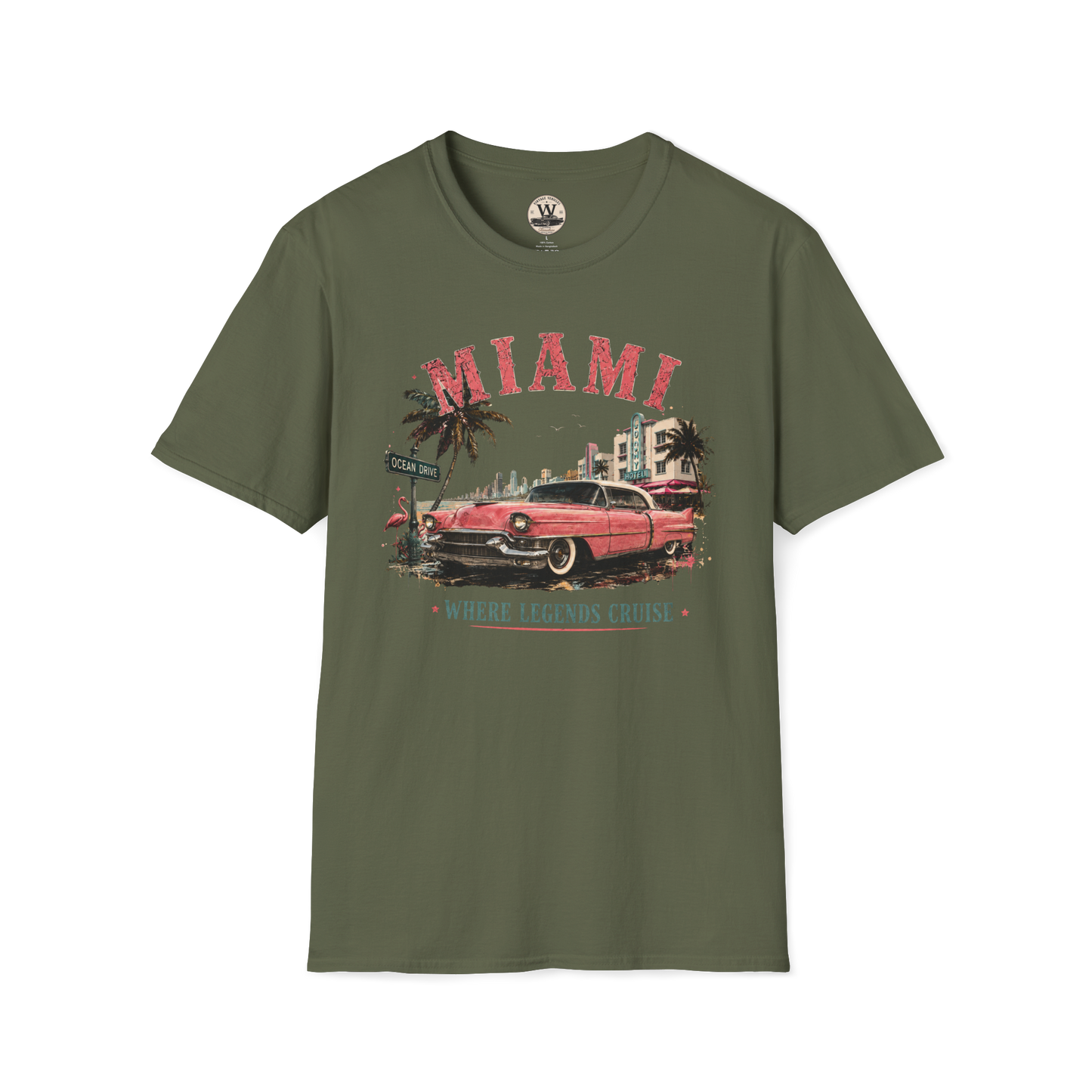 Miami Where Legends Cruise Vintage Car Tee