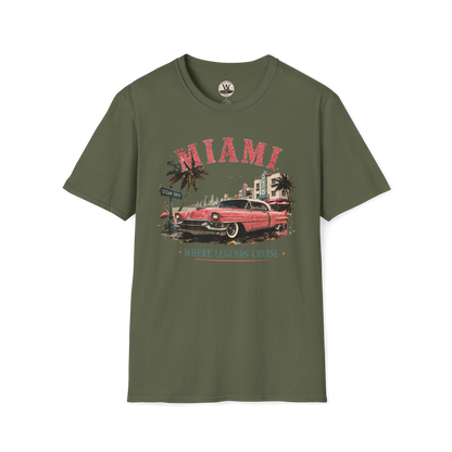 Miami Where Legends Cruise Vintage Car Tee