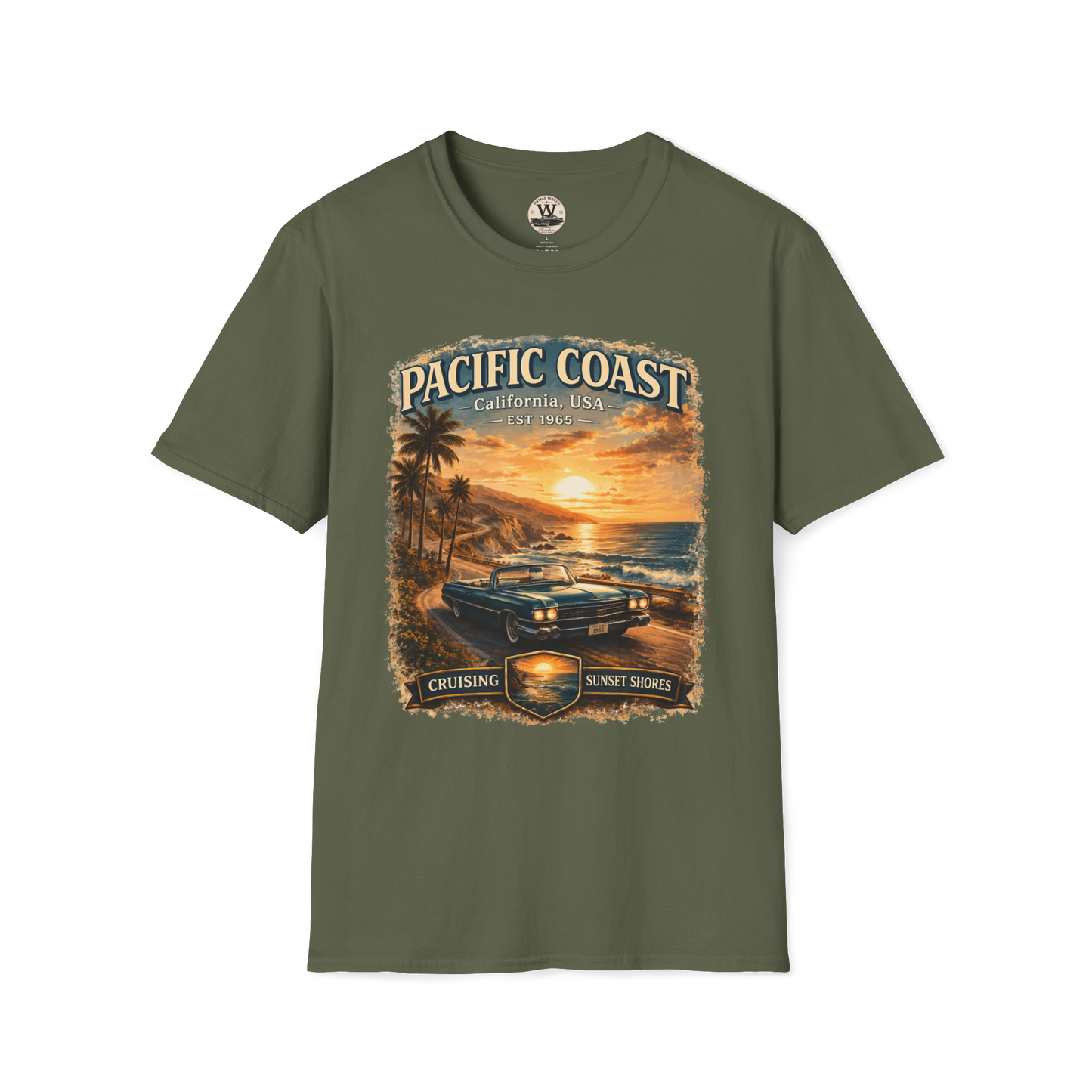 Pacific Coast Classic Car Sunset Tee