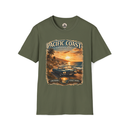 Pacific Coast Classic Car Sunset Tee