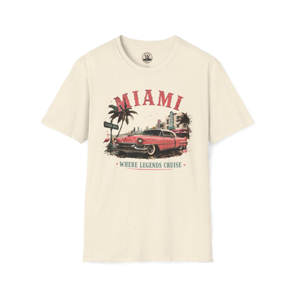 Miami Where Legends Cruise Vintage Car Tee