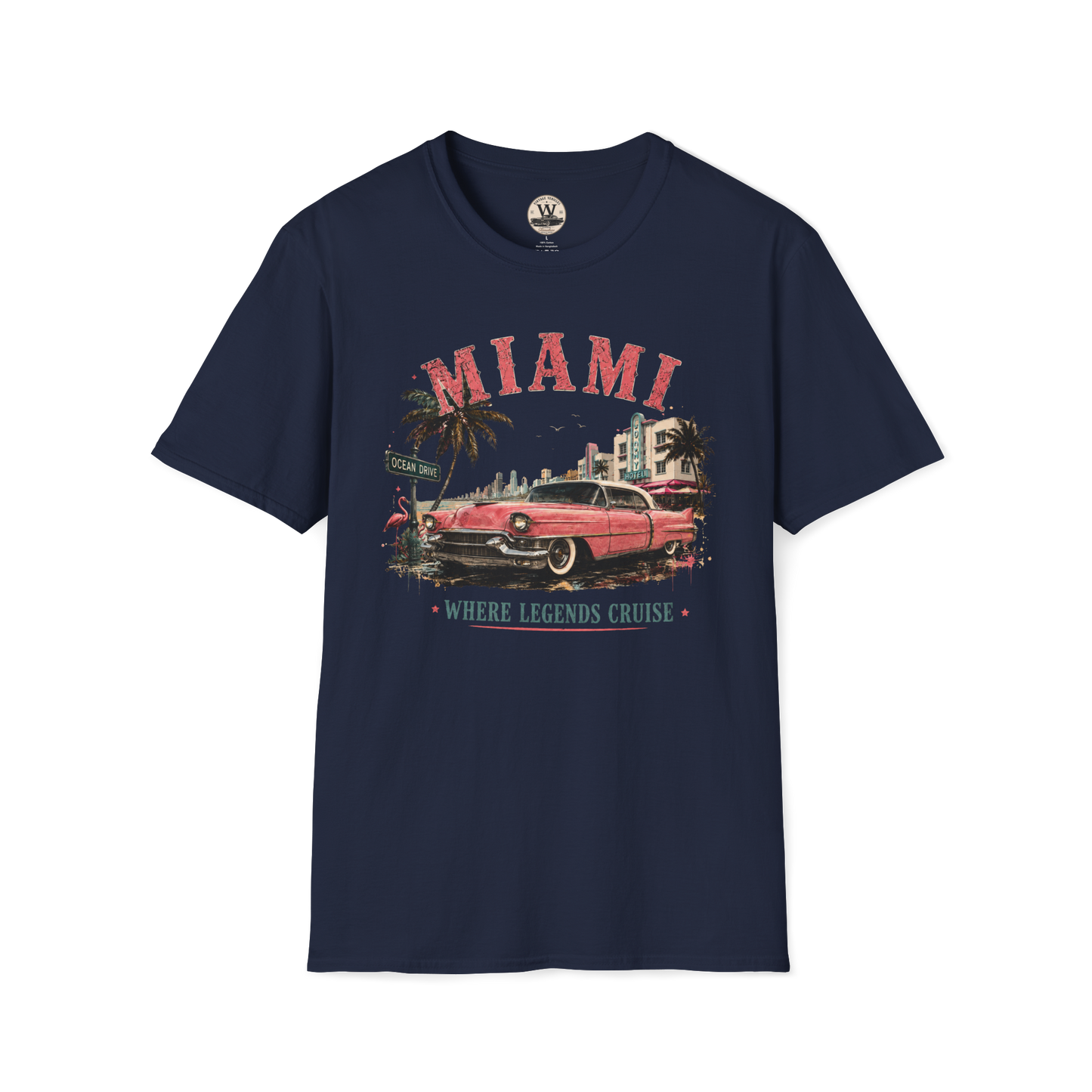 Miami Where Legends Cruise Vintage Car Tee
