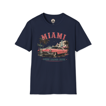 Miami Where Legends Cruise Vintage Car Tee