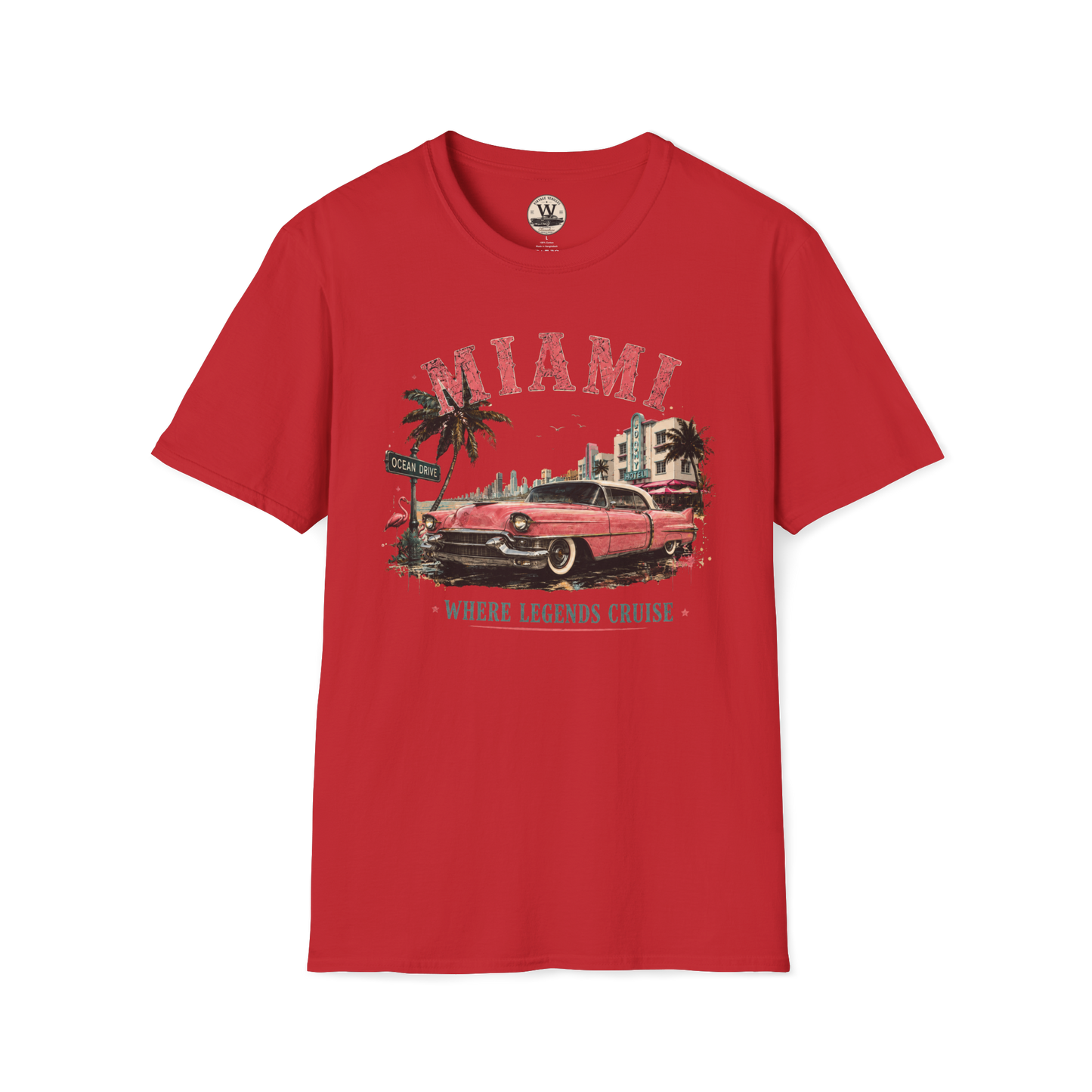 Miami Where Legends Cruise Vintage Car Tee