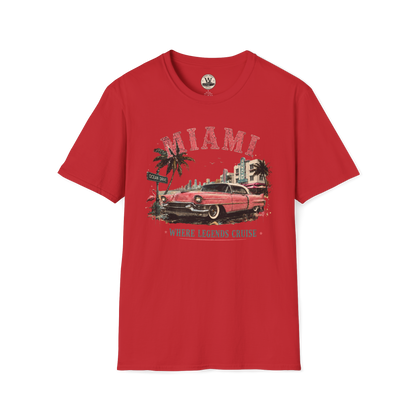 Miami Where Legends Cruise Vintage Car Tee