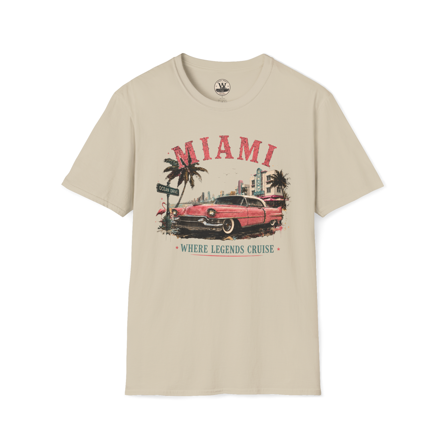 Miami Where Legends Cruise Vintage Car Tee