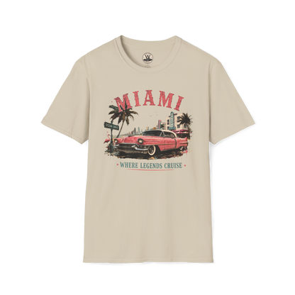 Miami Where Legends Cruise Vintage Car Tee
