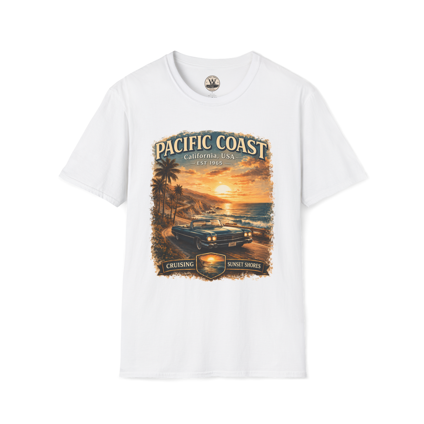 Pacific Coast Classic Car Sunset Tee