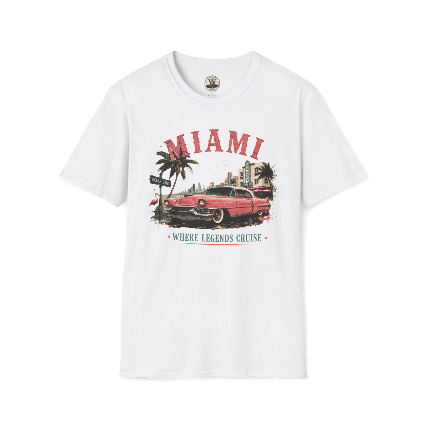 Miami Where Legends Cruise Vintage Car Tee