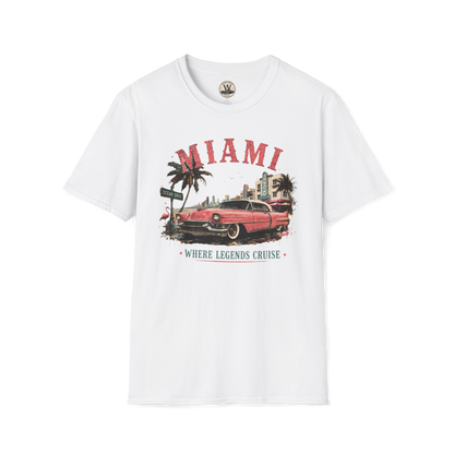 Miami Where Legends Cruise Vintage Car Tee