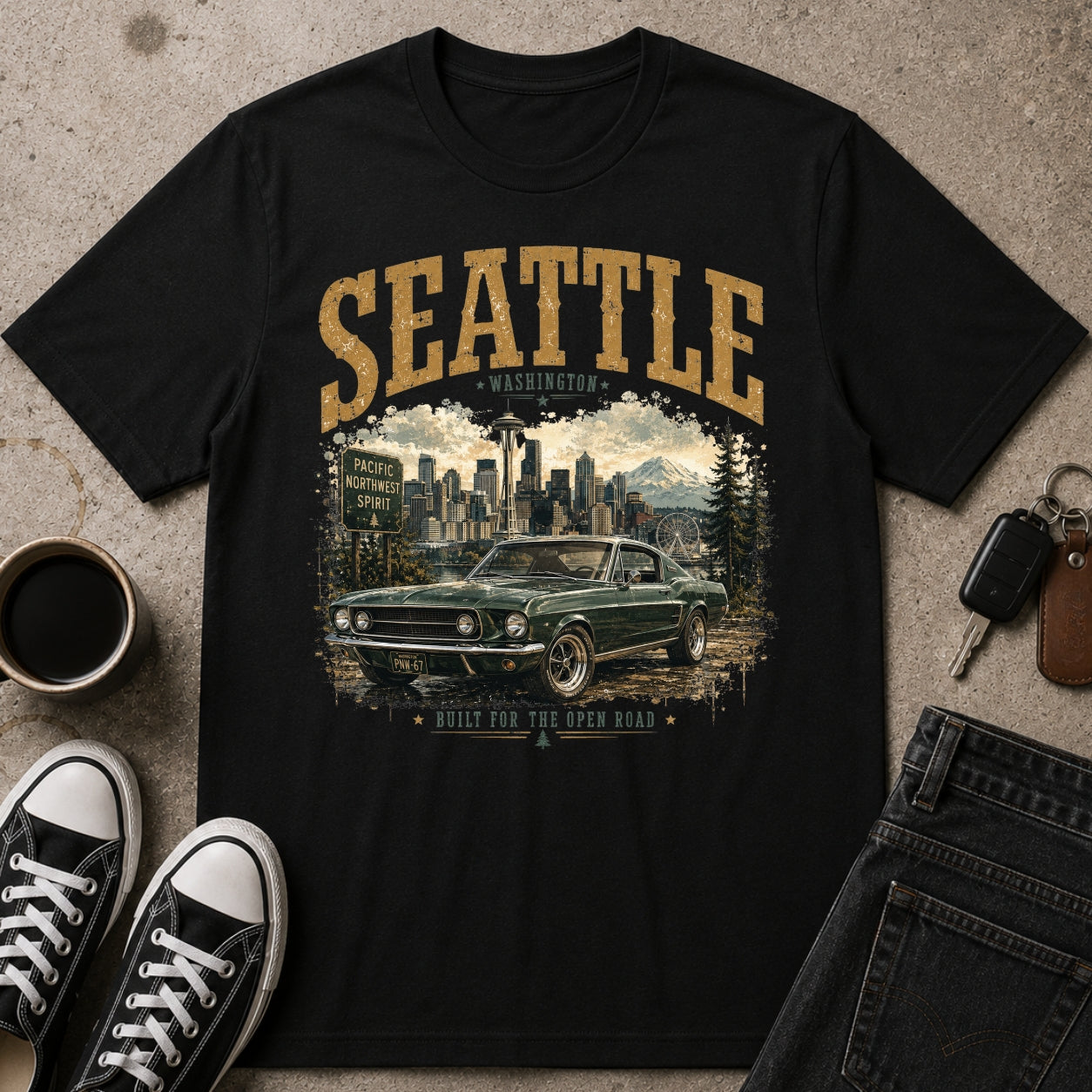 Seattle Vintage Car Tee