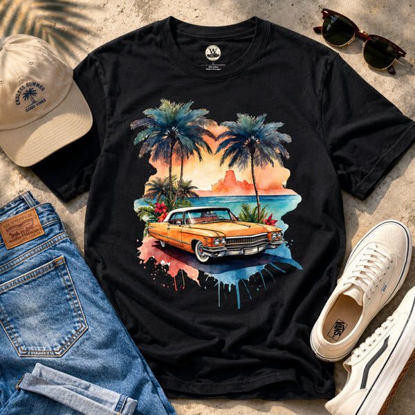 Watercolor Retro Palm Tree Tee